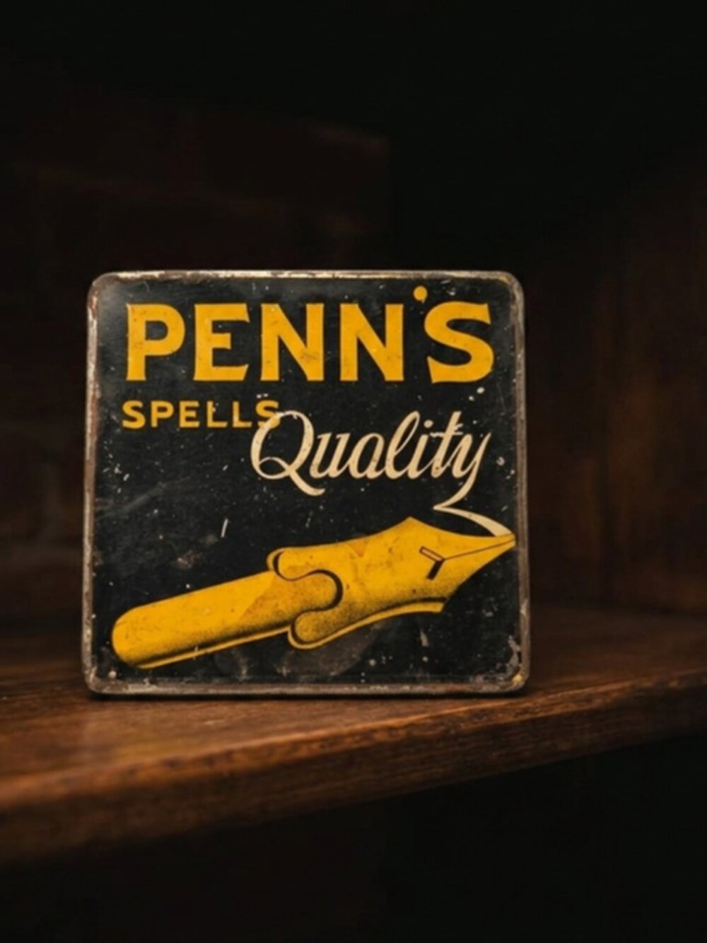 Vintage "Penn's" Tobacco Metal Tin – Industrial Rustic Advertising Memorabilia
